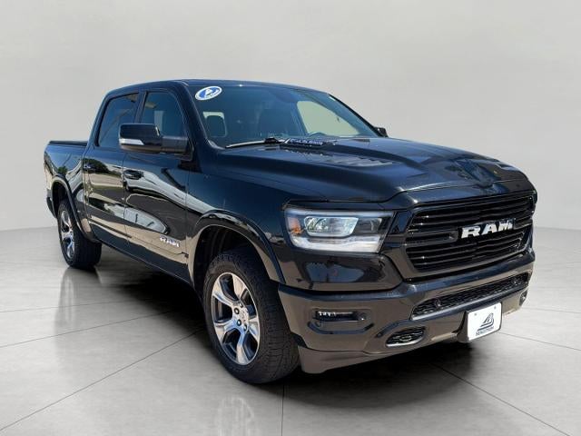 2019 RAM 1500 Laramie Crew Cab 4x4 5'7" Box in Black — front three-quarter view