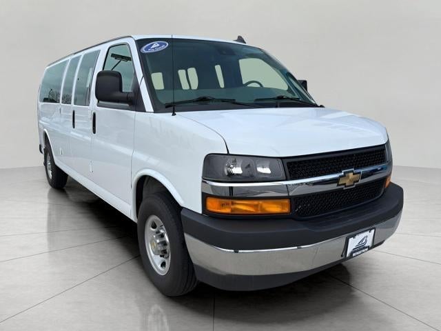 2025 Chevrolet Express Passenger 1LT in Summit White — front three-quarter view